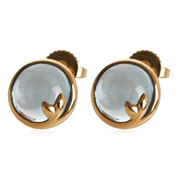 Tiffany & Co. Paloma Picasso Olive Leaf Blue Topaz Earrings in 18k Yellow Gold - Picture 1 of 4